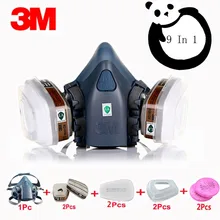 9 in 1 3M 7502 6001 Gas Mask Military Poison Respirator Half Face Widely Use Mask Chemical Paint Spray Pesticide Protection