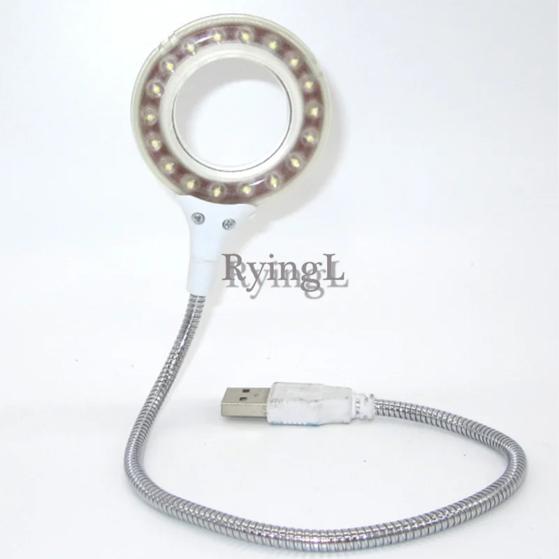 

#Flexible 18 LED USB Reading Table Light Desk Lamp With 4X Magnifying Glass Mini USB Power LED Lamp