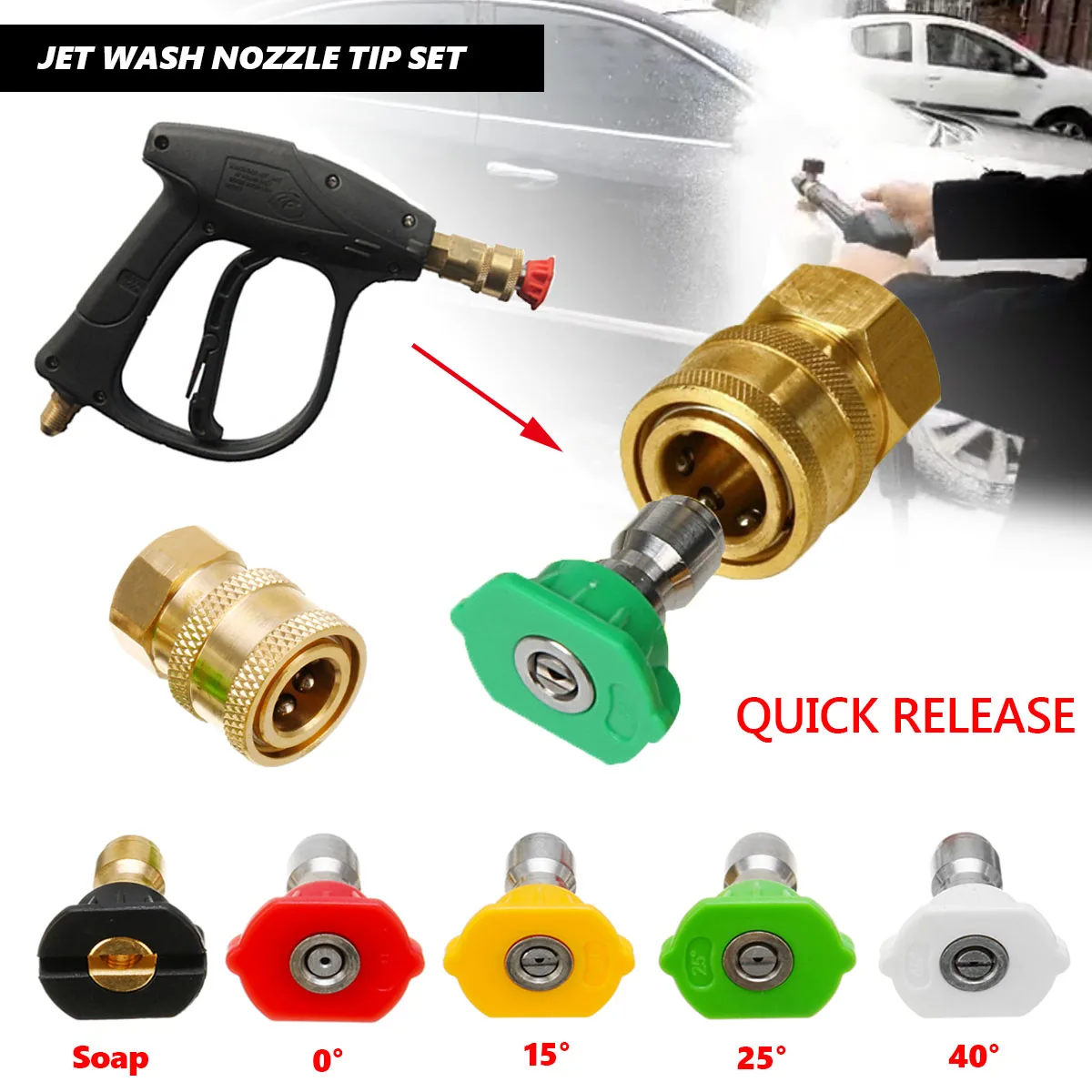 5Quick Connect Nozzles 1 soap Nozzle for Car Home Washerin Sponges, Cloths & Brushes from