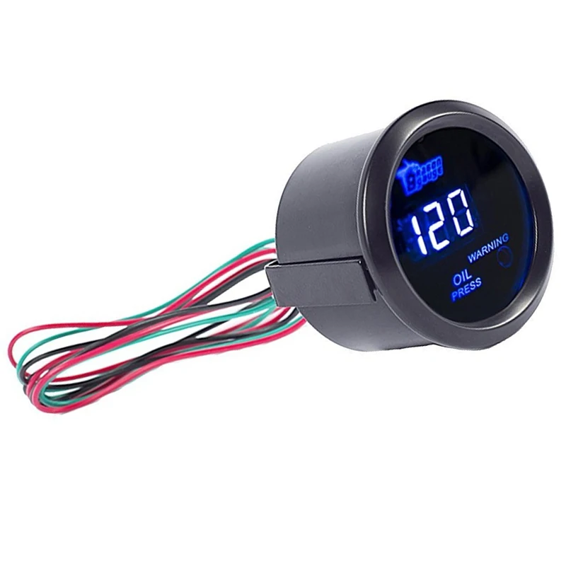 

12V DC Digital Blue LED Oil Pressure Gauge With Sensor Auto Car Motor 2 52mm