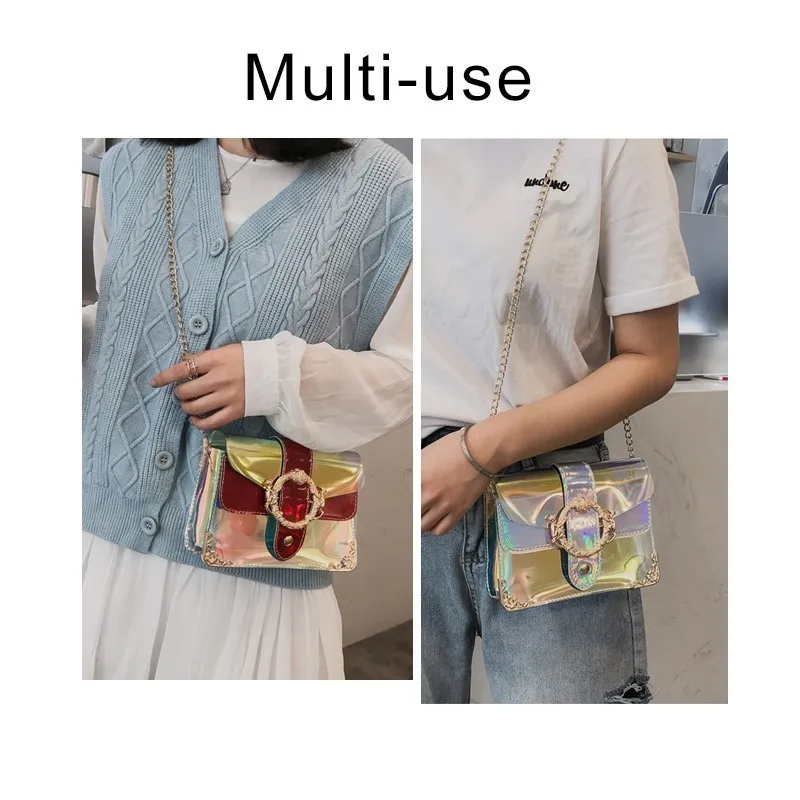 TTOU خمر الليزر Crossbody حقيبة سلسلة البسيطة حقيبة كتف دائرة صغيرة حقيبة ساعي النساء حقائب المحافظ مساء حقيبة صغيرة