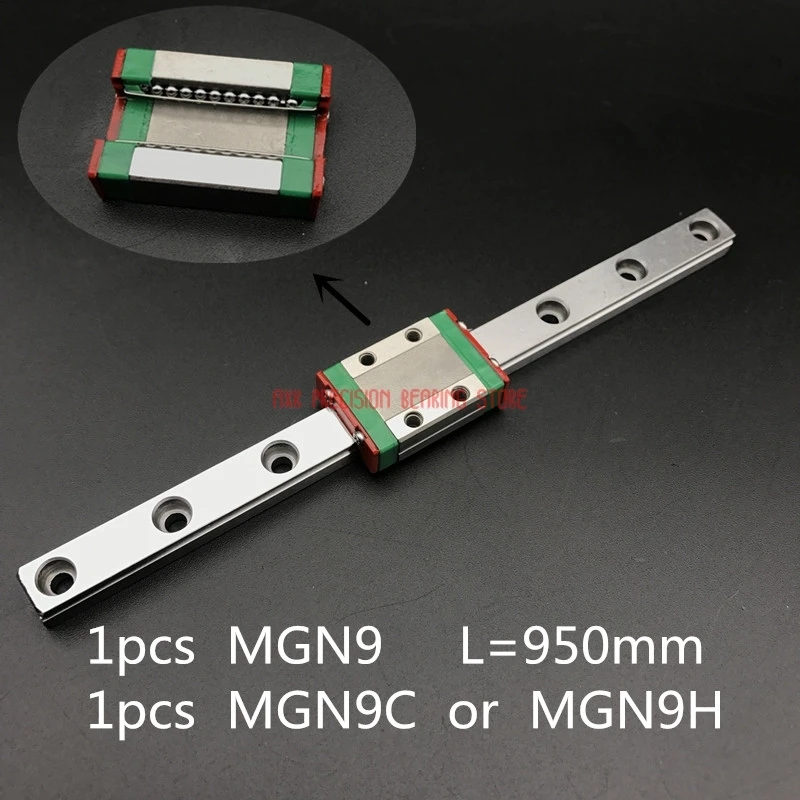 AXK Cnc Router Parts Linear Rail 9mm Linear Guide Mgn9 L=950mm Rail Way + Mgn9c Or Mgn9h Long Carriage For Cnc X Y Z Axis