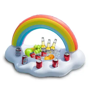 

LeadingStar Inflatable Rainbow Party Ice Bar Floating Cloud Shape Cup Holder Bar Tray Beach kids toys