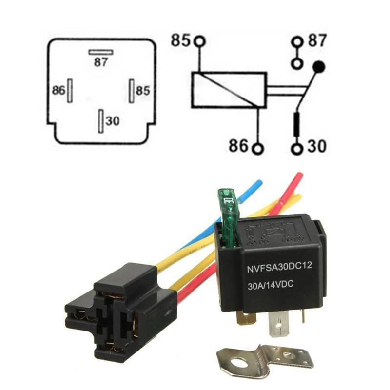 12V 30 Amp Metal Auto Car Truck Automotive Heavy Duty Relay 4Pin Fuse Fused SPST
