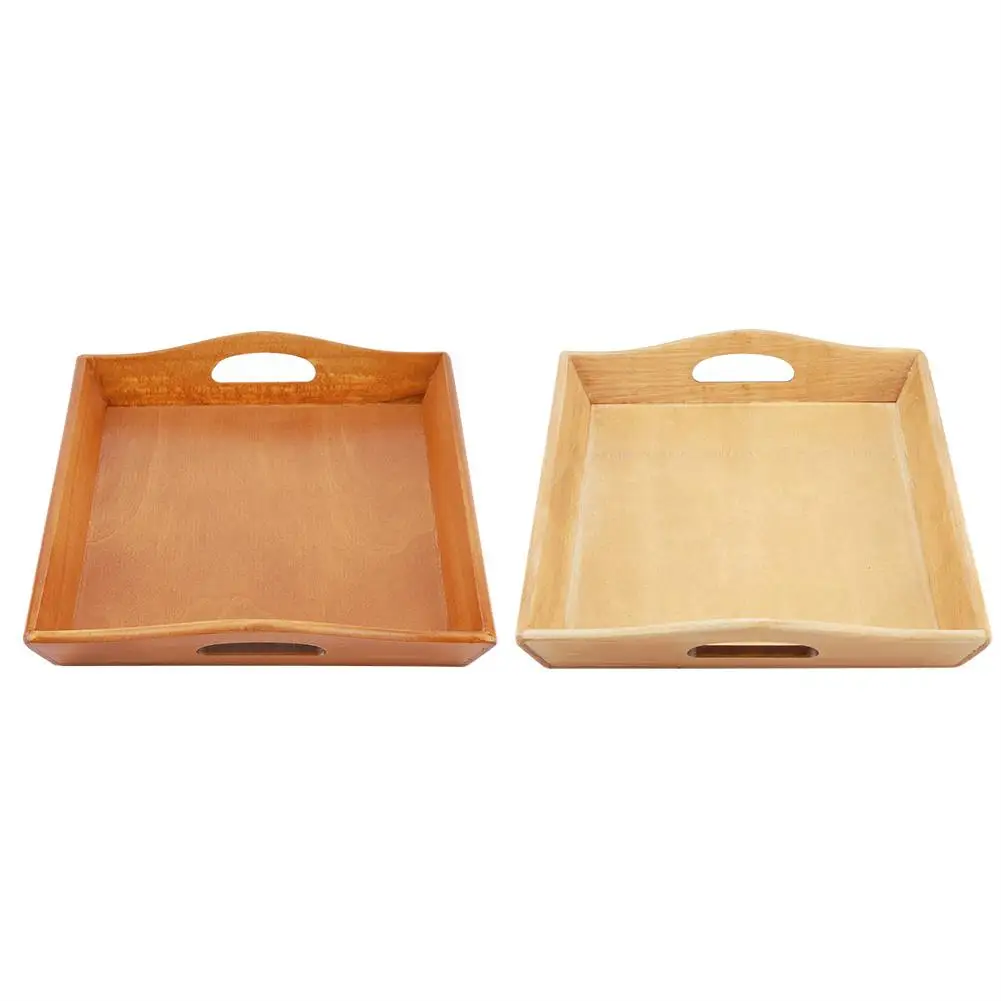 

Wooden Tray Service Fruit Plate for Tea Fruits Candies Dessert Food Wood Rectangle Plates Portable Handle
