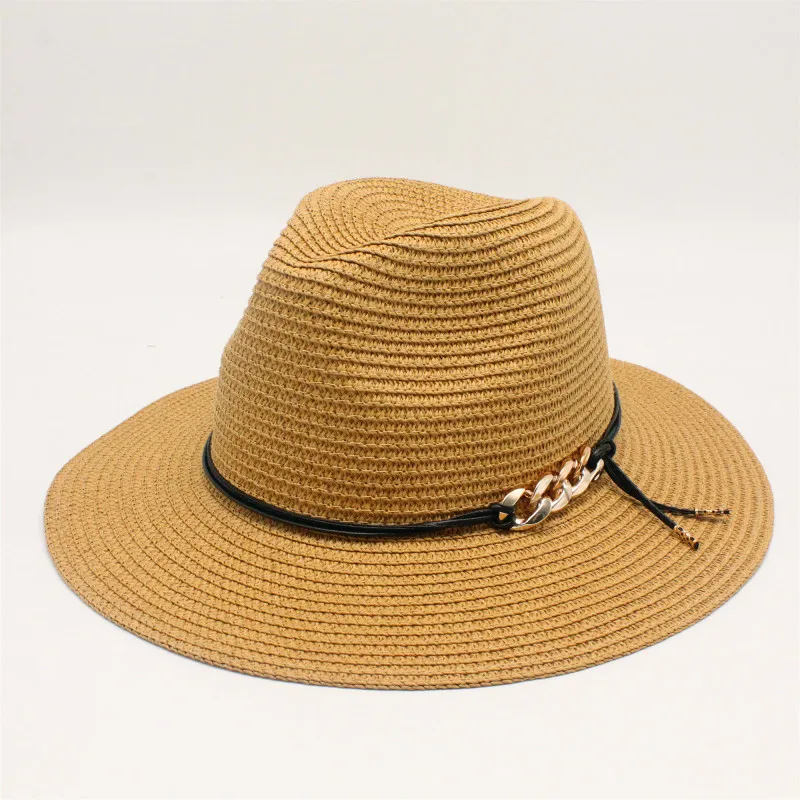 2019 جديد المرأة الطبيعي واسعة حافة لدغ الرافية قبعات من القش هامش النساء عادي كبيرة الشاطئ الصيف الشمس قبعات كبيرة قبعة من القش الفاتحة