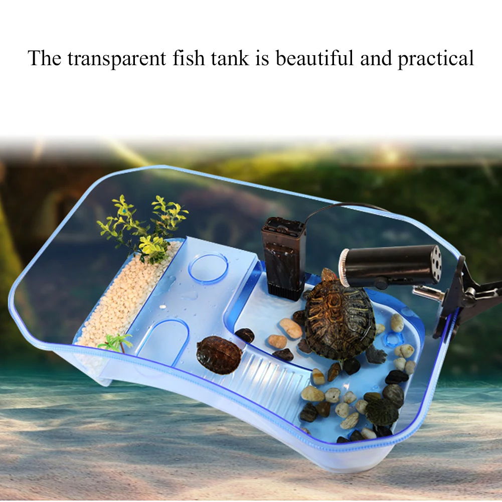 Высокое качество 40*23*13 см маленький пластиковый открытый аквариум с греющейся платформой для черепах рептилий