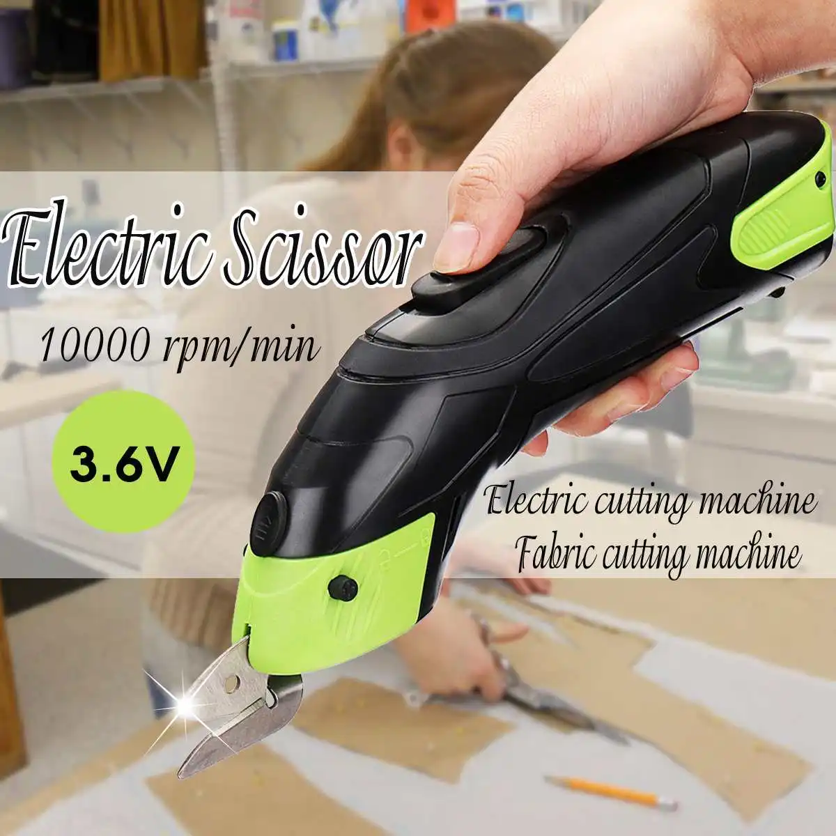 

Doersupp 3.6V Multipurpose Cordless Electric Scissor Auto Cutter Chargeable Fabric Sewing Scissors Handheld Wth 2 Battery