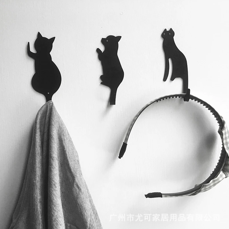 

3pcs Cat Wall Hooks Self-Adhesive Hanger Key Hair Pin Holder Adhesive hooks Wall Door Hanger Organizer Decor Decorate botton 27
