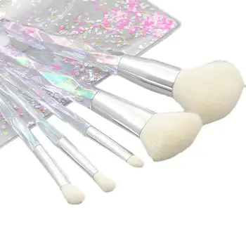 

New Women's Fashion 5 Pcs/set Clear Crystal Rhinestone Handle Makeup Brushes Loose Powder Eye Brush Sets Tools