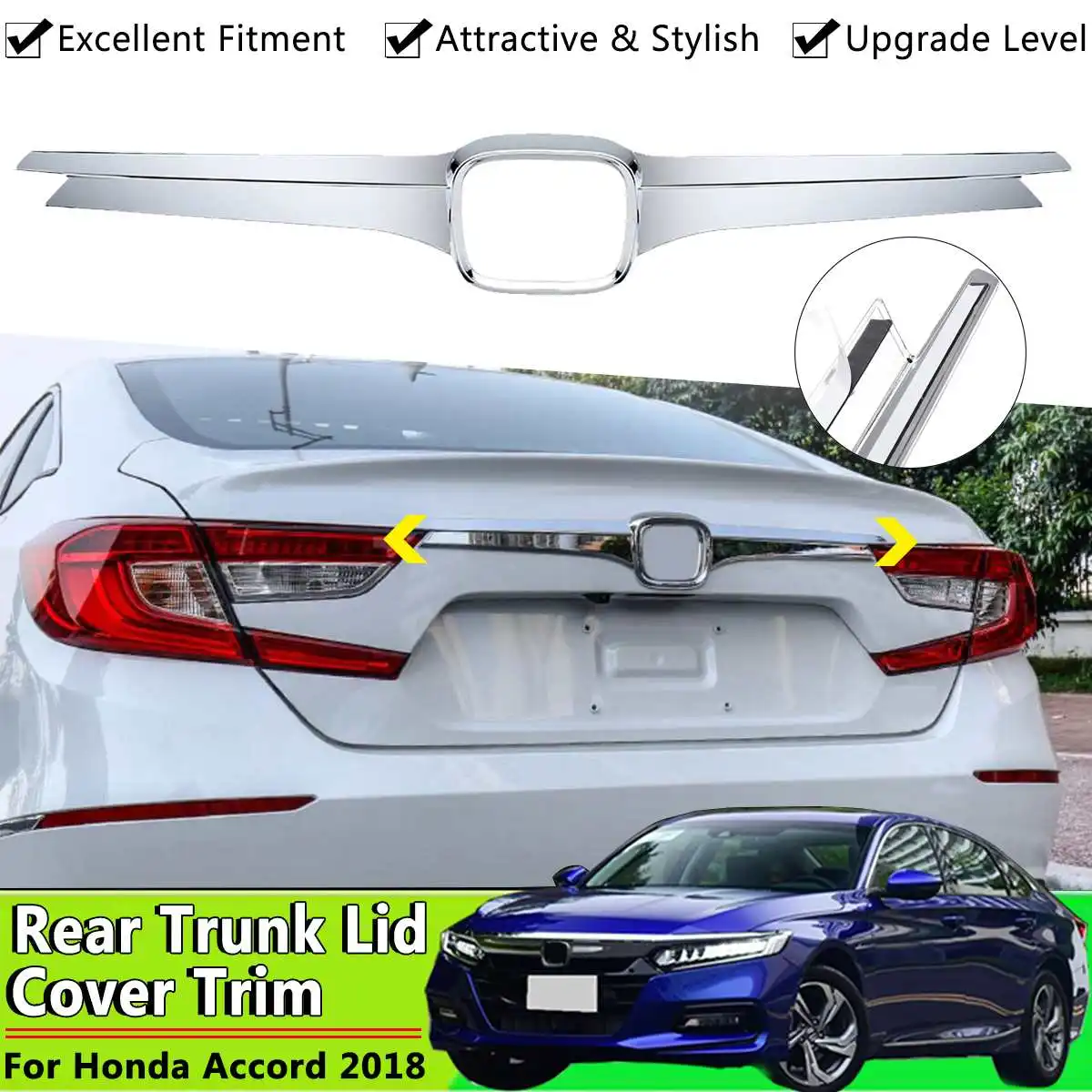 

ABS Chrome Sliver Tail Rear Rear Trunk Lid Decoration Cover Trim Decal For Honda For Accord 10th 2018