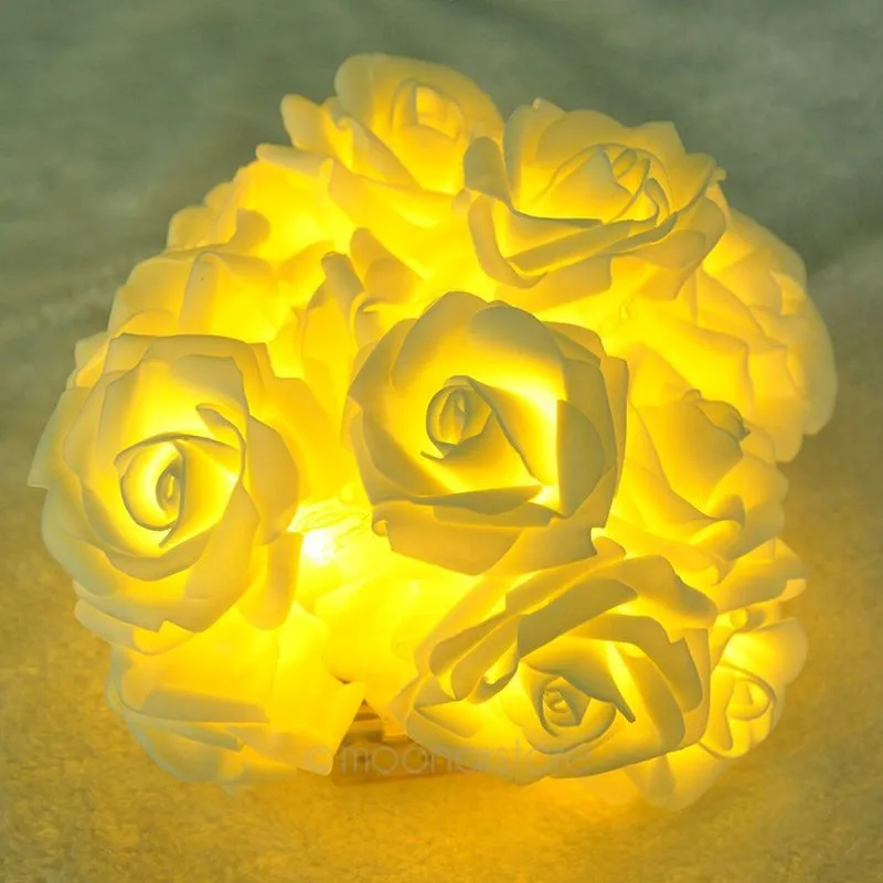 

New Rose Flower Light String Holiday Wedding Decoration AA Battery Super Bright