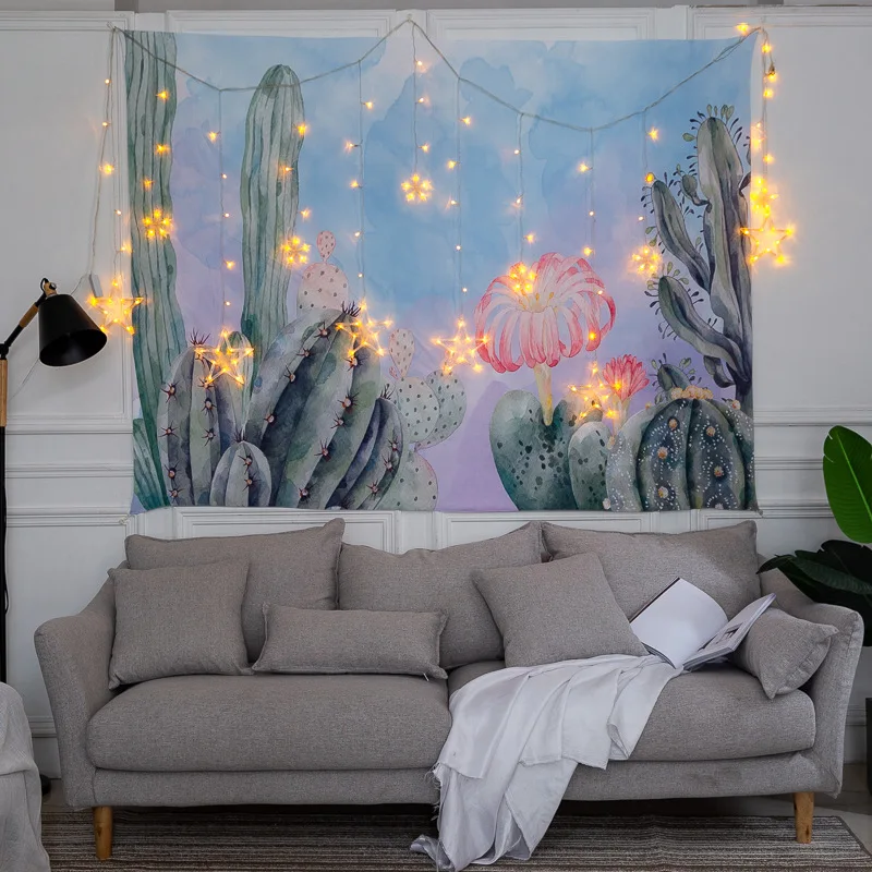 

Printed Cactus Floral Tapestry Macrame Wall Hanging Boho Decor Home Wall Cloth Tapestries Carpet Rug Tablecloth Mandala Tapestry