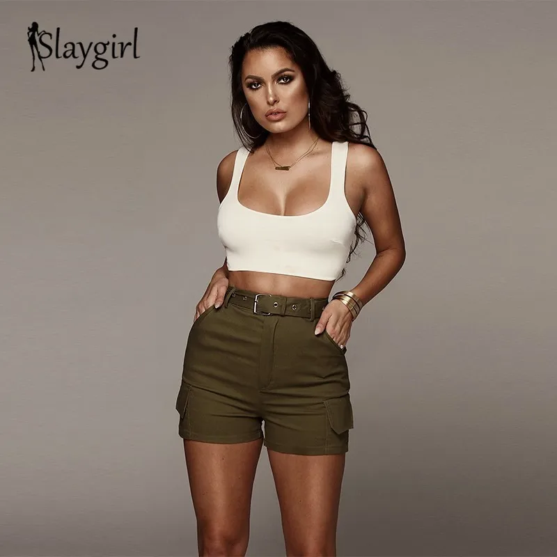 

Slaygirl Casual Green Sashes Button Denim Shorts Women Zipper Pockets High Waist Summer Shorts Jeans Sequined Shorts 2018 shorts