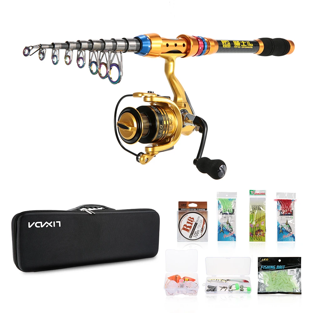 Lixada Spinning Rod and Fishing Reel Combos Full Kit 2.1m/2.4m/2.7m/3m Telescopic Fishing Rod