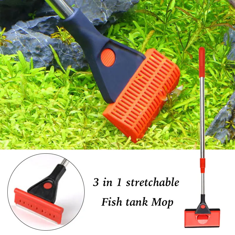 Three In One Fish Tank Cleaning Brush Aquarium Algae Scraper Sand