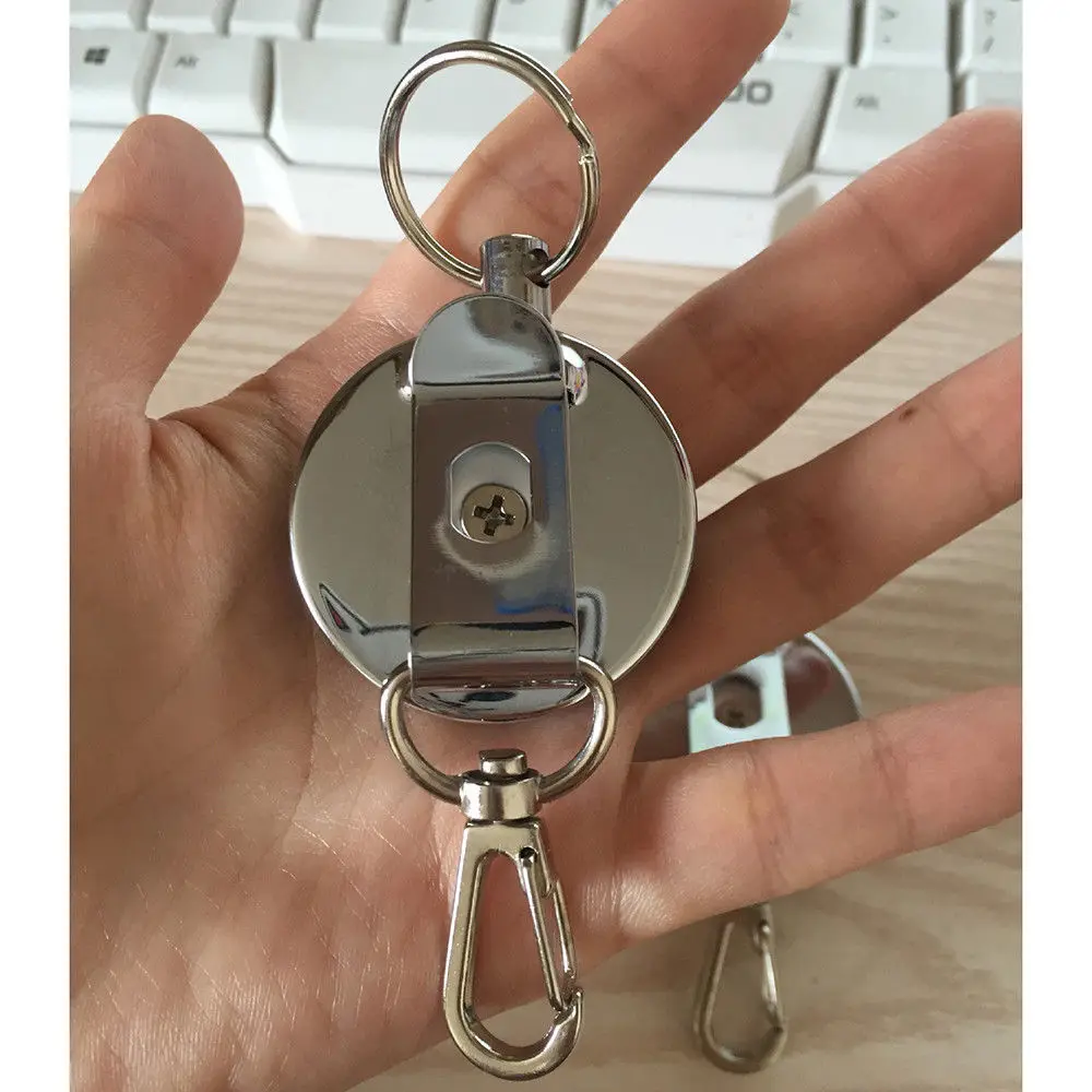 

4cm Telescopic Retractable Keychain Stainless Steel Telescopic Wire Rope Spring Keyring Key Chain Ring Holder