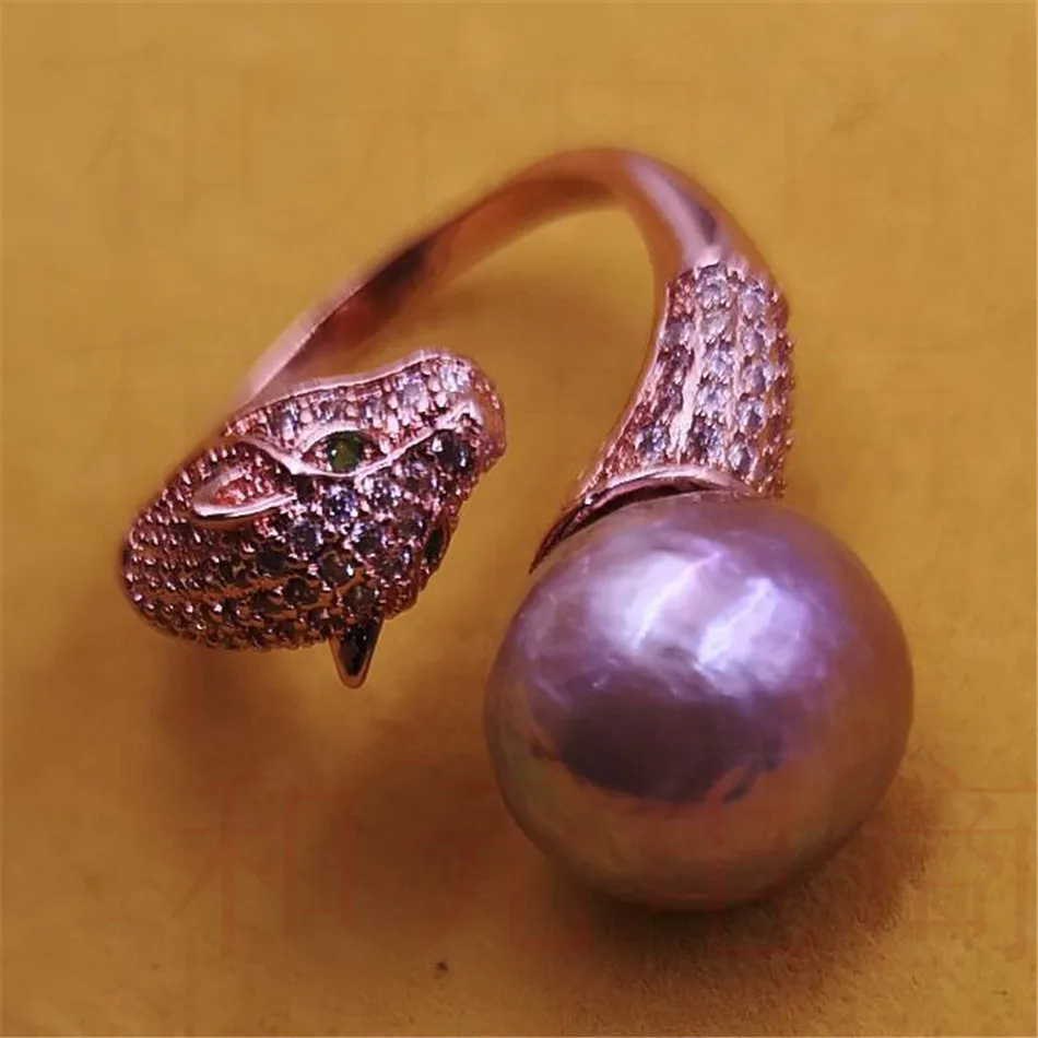 

Wedding gorgeous Pairs party Natural violet HUGE 13-14MM purple pink pearl ring Mesmerizing teardrop Luxury GOLD hand-made