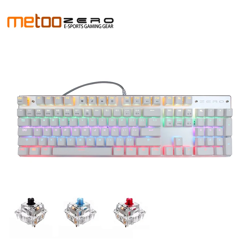 

Metoo edition gaming Mechanical Keyboard 87/104 keys Anti-ghosting Luminous blue switch Backlit Wired keyboard Hebrew/Russian