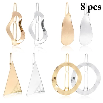 

2019 New Fashion 8pcs Metal Geometric Hair Clip Hairband Comb Bobby Pin Barrette Hairpin Headdress Accessories