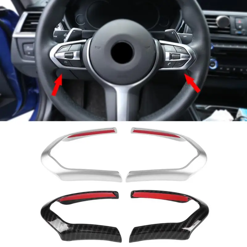 

2pcs ABS Chrom /Carbon Fiber Car Steering Wheel Decoration Cover Trim Frame for BMW F20 F22 F30 F32 F10 F06 F15 F16 M-Sport