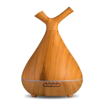 

400ml Aroma Essential Oil Diffuser Ultrasonic Air Humidifier with Wood Grain 7 Color Changing LED Night Lights for Office Home.