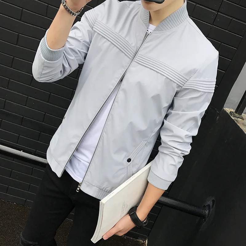2019 ChoynSunday High Quality Man s brand Jacket Fashion Slim Teens Black Gray Blue Male Jacket 2