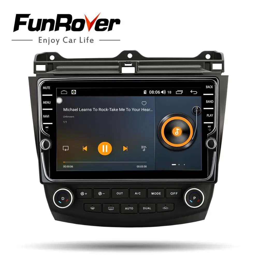 Funrover octa 8 core 2din автомобильный мультимедийный dvd-плеер android 9,0 для Honda Accord 7 2003-2007 SIM радио gps навигация стерео DSP