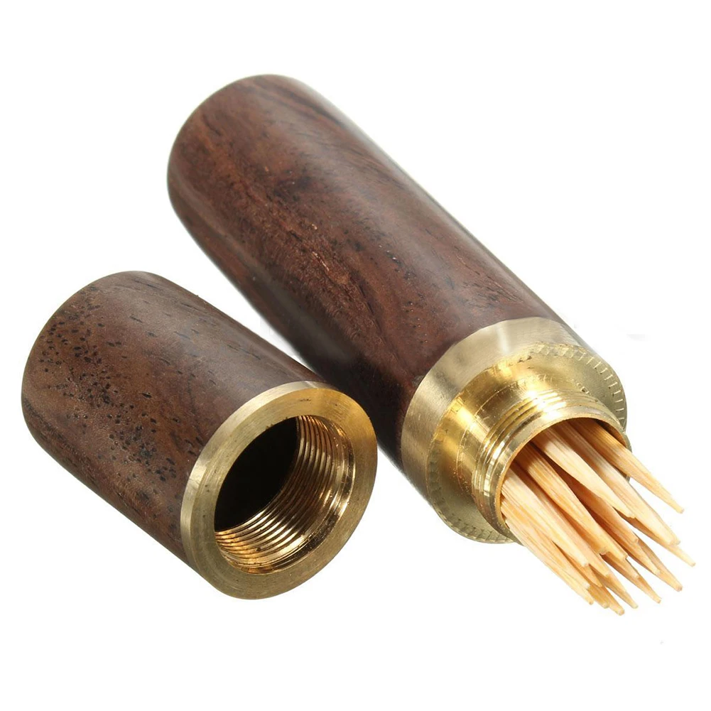 

Ebony Wood Toothpick Holder Bucket Mini Box Hiking Portable Craft Handmade Gift 8*1.8cm