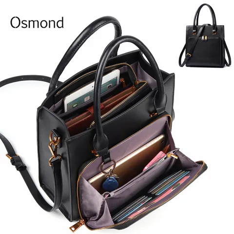 Bolsa de Luxo Feminino Feminina Sólida Multifuction Bolsa Grande Capacidade Crossbody Ombro Embreagem Couro Bolsas Femininas Tote
