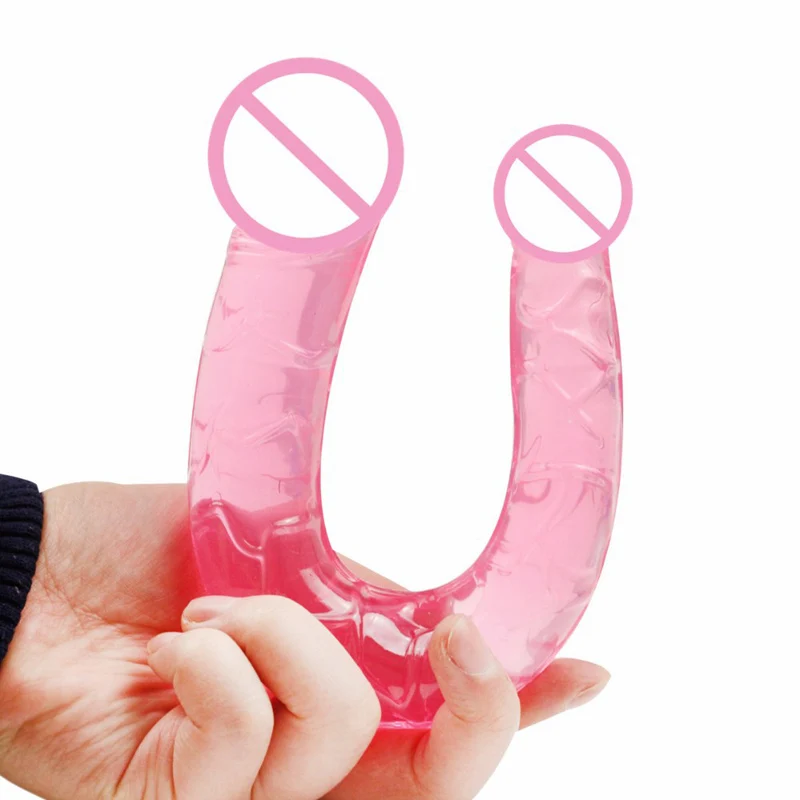 Long Silicone Gel Double Head Dildo Lara Comrades Crystal Simulation Masturbate Supplies SN Hot