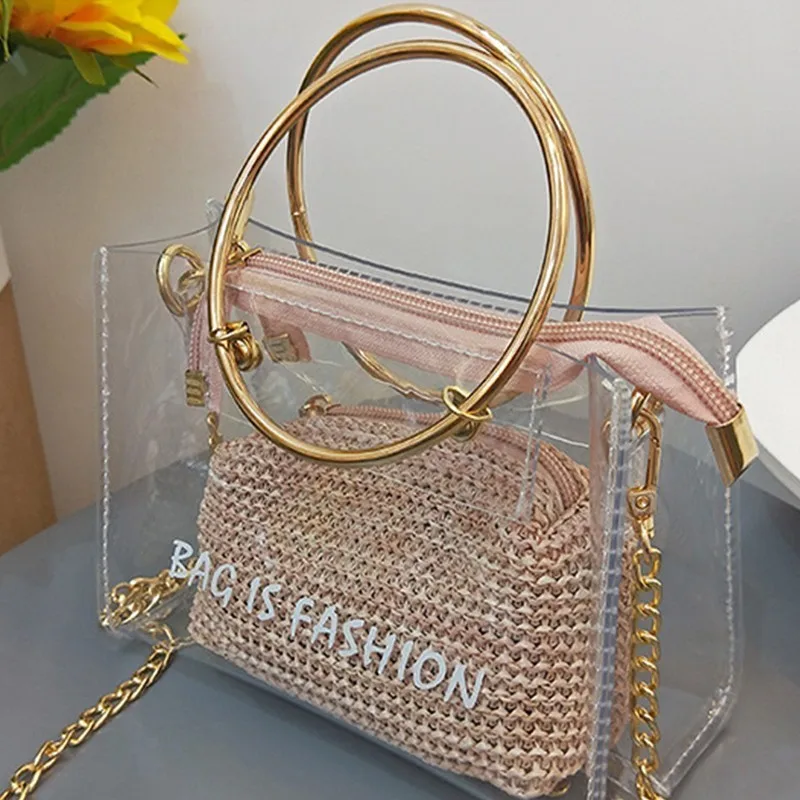 

Jelly Transparent Bags With Zipper Crossbody Bag For Women Shoulder Handbags Women Bolsas Feminina Pvc Chain Bag Sac A Main
