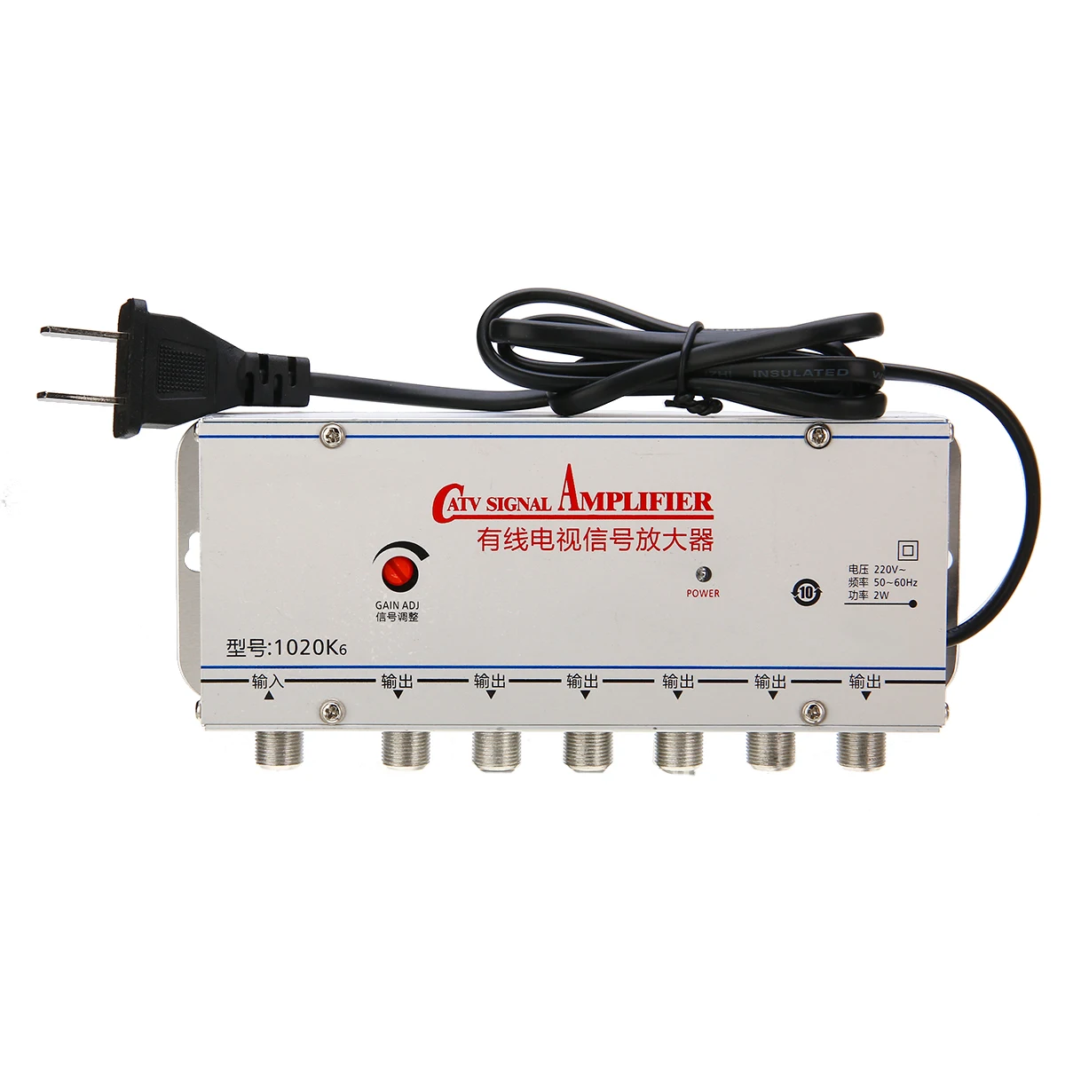 1 in 6out CATV Cable TV Signal Amplifier Adjustable 6 Way House-hold CATV Signal Amplifiers AMP Antenna Booster Splitter US Plug