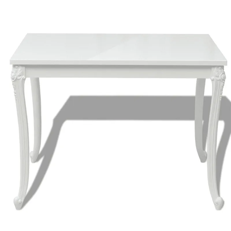 Durable White Dining Table 120x70x76 Cm High Gloss Manufactured From Medium Density Fibreboard Dining Room Furniture For Home