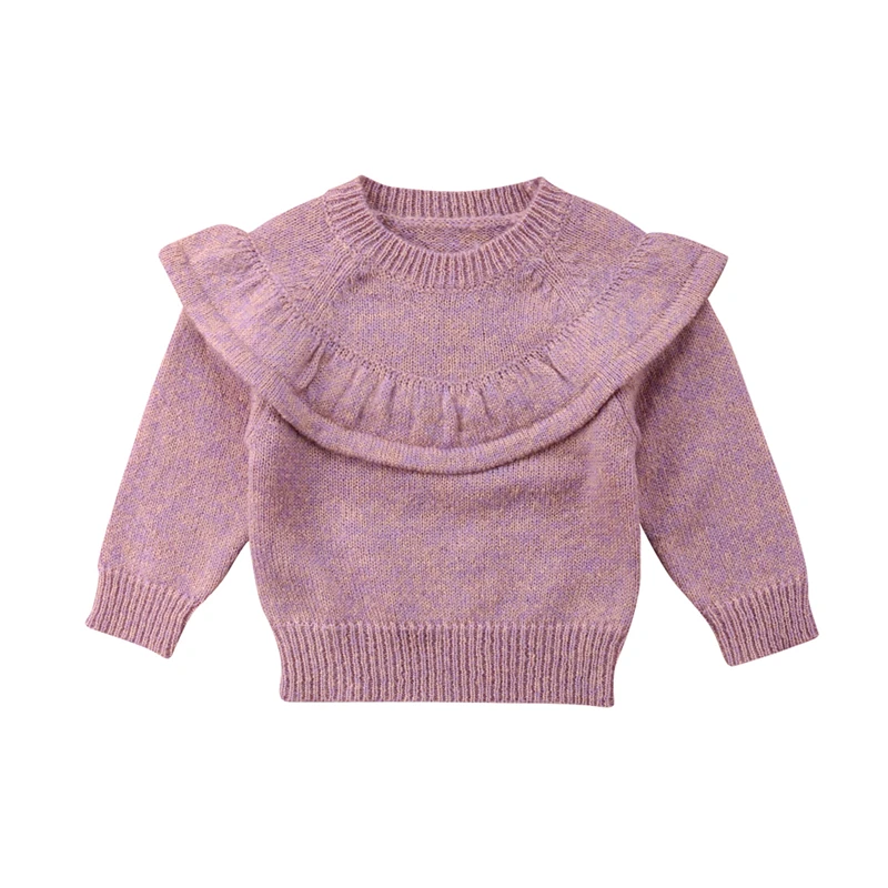 

CANIS 2019 New Cute Baby Girls Knitted Crochet Sweater Winter Warm Clothes Jumper Toddler Baby Girl Kids Ruffles Sweaters Tops