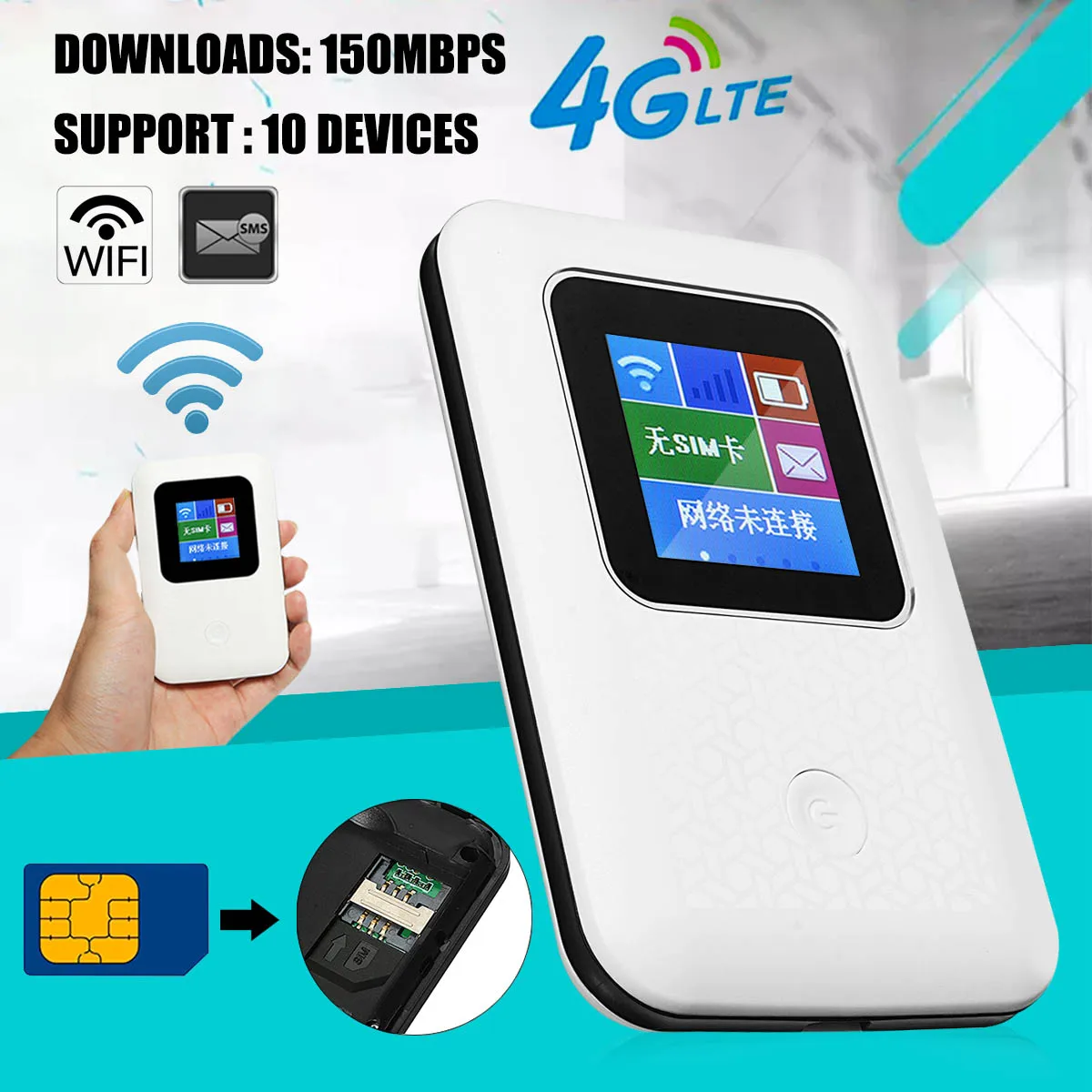 

3G/4G 150Mbps WiFi Router Modem Portable Mini Wi-fi Mobile Device 4G Wireless Dongle with TF SIM Card Slot