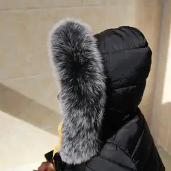 Натуральный Лисий Мех отделкой Зимние теплые 70 см длина из натуральной Мех животных одежда аксессуар пальто свитер воротник