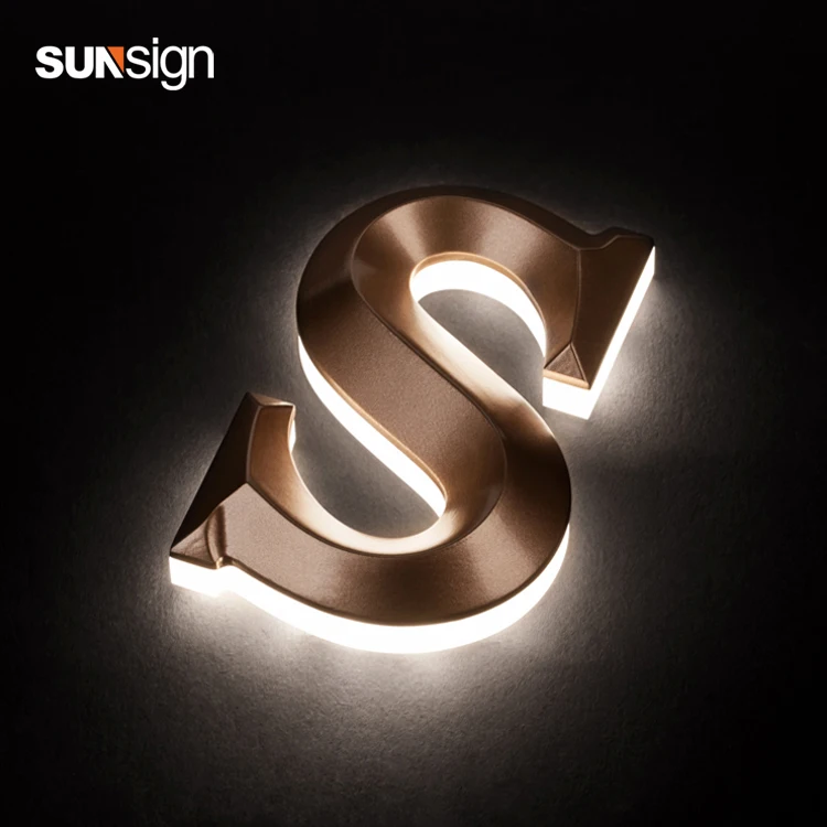 

3D rose golden stainless steel back light acryilc custom signage