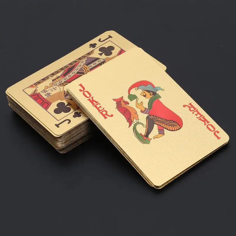 High Quality Waterproof Playing Cards Plastic Gold Foil Poker Cards Table Games Gambling Joker Playing Card Magic Tricks Tool