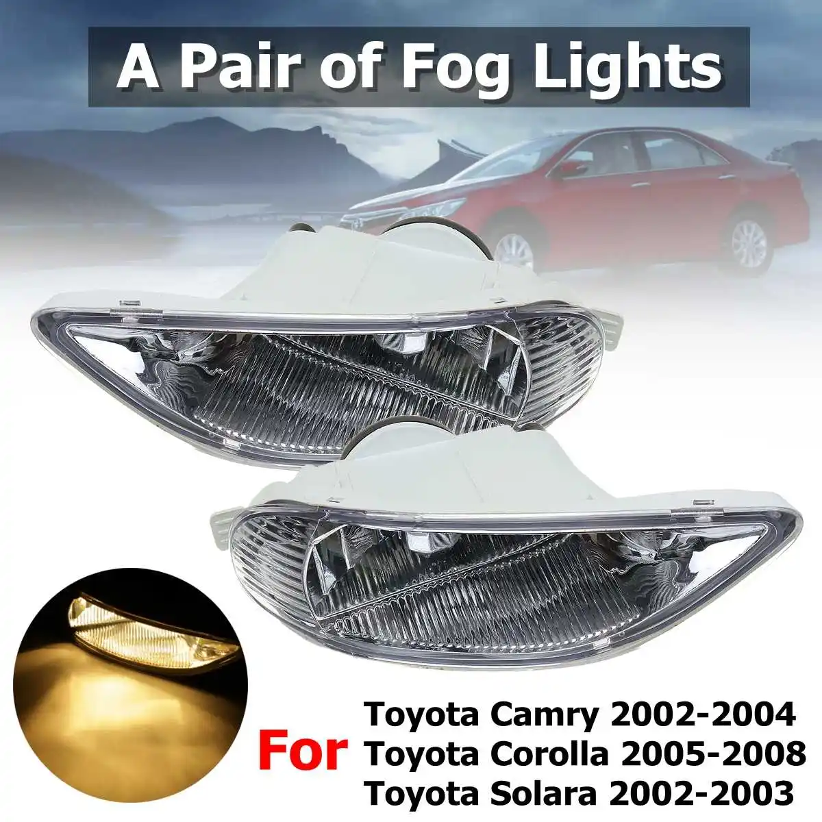 

2x Clear Front Fog Bumper Light Bulb for T oyota Camry 02-04 Corolla 05-08 Solara
