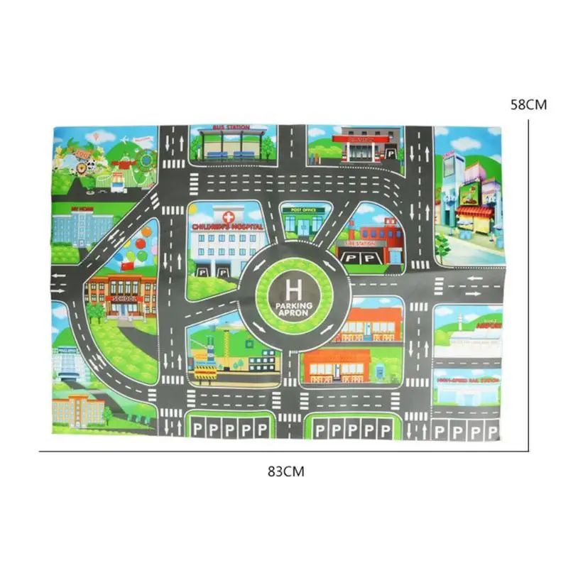83x58 см Детские городские парковочные карты, игровые коврики для детей, модель автомобиля, вождение, игры, дорожные знаки, карта, игрушки, детские развивающие ковры