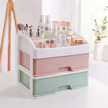 

1pc 2-layer Cosmetics Stratified Storage Box Drawer Type Dresser Organizer Desktop Makeup Holder (Random Color)