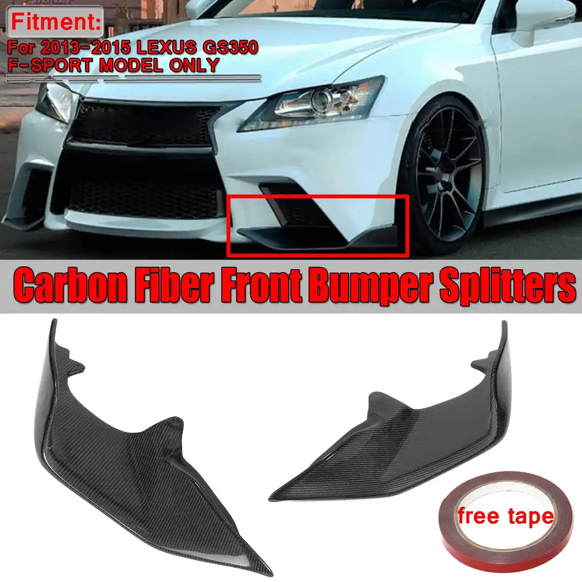 1pair Real Carbon Fiber Car Front Bumper Lip Spoiler Splitters Diffuser For Lexus Gs350 F Sport Model 13 15 Bumper Apron Lip Bumpers Aliexpress