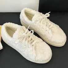 

Women Sneakers Woman Winter Casual Shoes Woman Flats Comfortable Fur Platform Female Autumn Ladies Shoes Black White Shoes