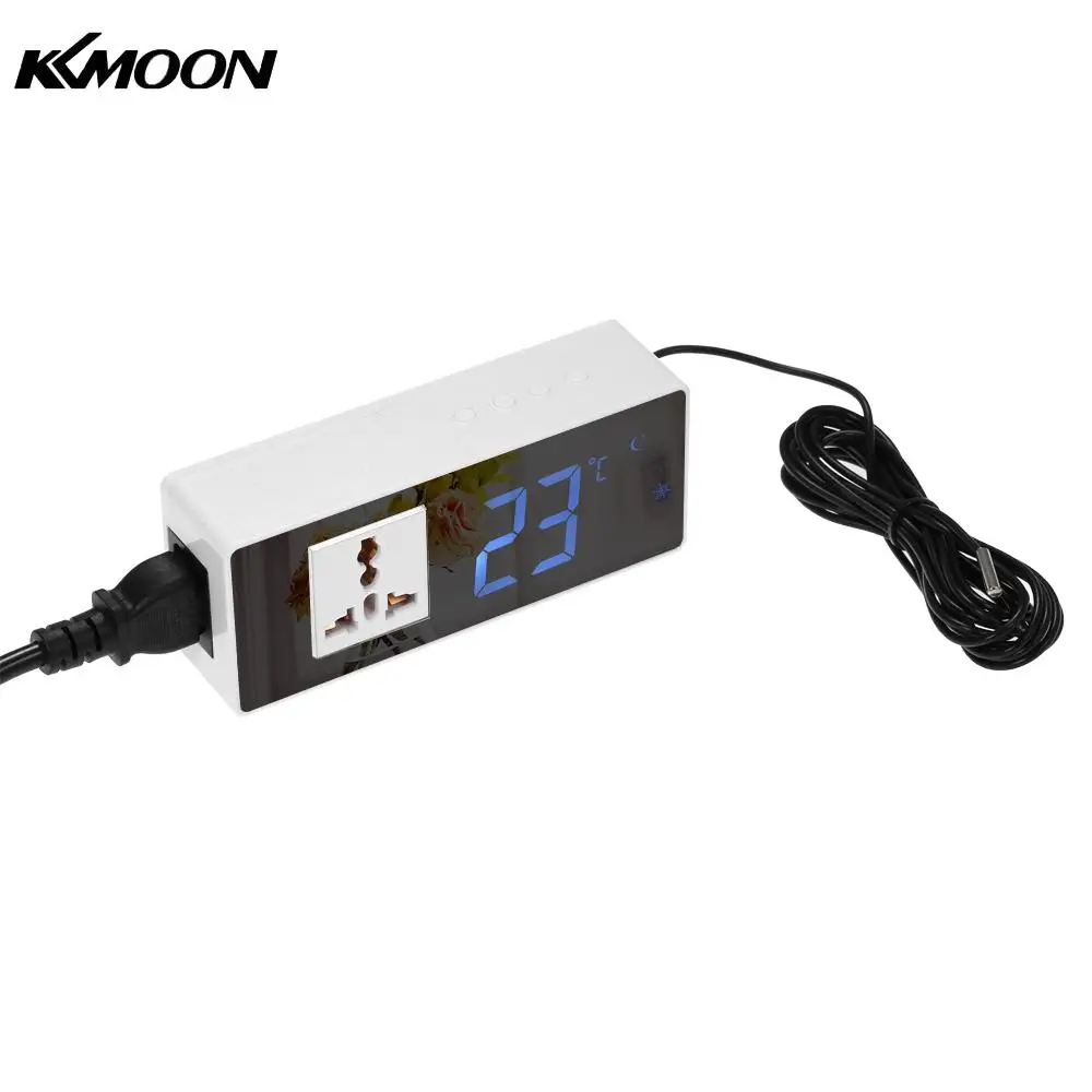 

10A LCD Digital Temperature Controller Thermostat for Heating Cooling Control with NTC Temperature Sensor Mirror Surface