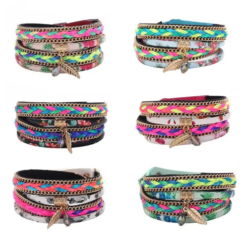 

Winding Weaved Jewelry Bracelet Magnetic Buckle Bangle Crystal Wristband