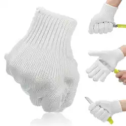 1 пара черный/белый защитные перчатки порезостойкие защитные проволоки из нержавеющей стали мясник анти-резка перчатки