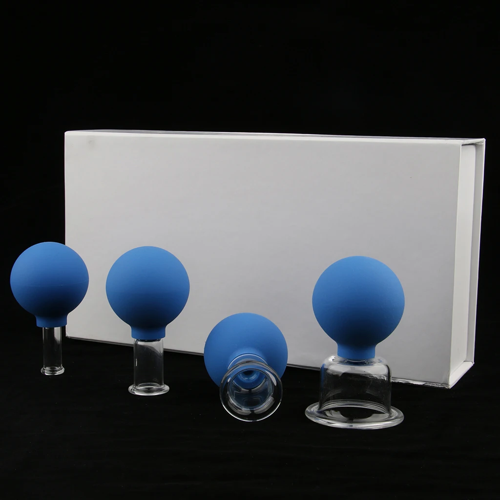 4 шт стеклянная силиконовая антицеллюлитная Массажная Вакуумная чашка набор чашек
