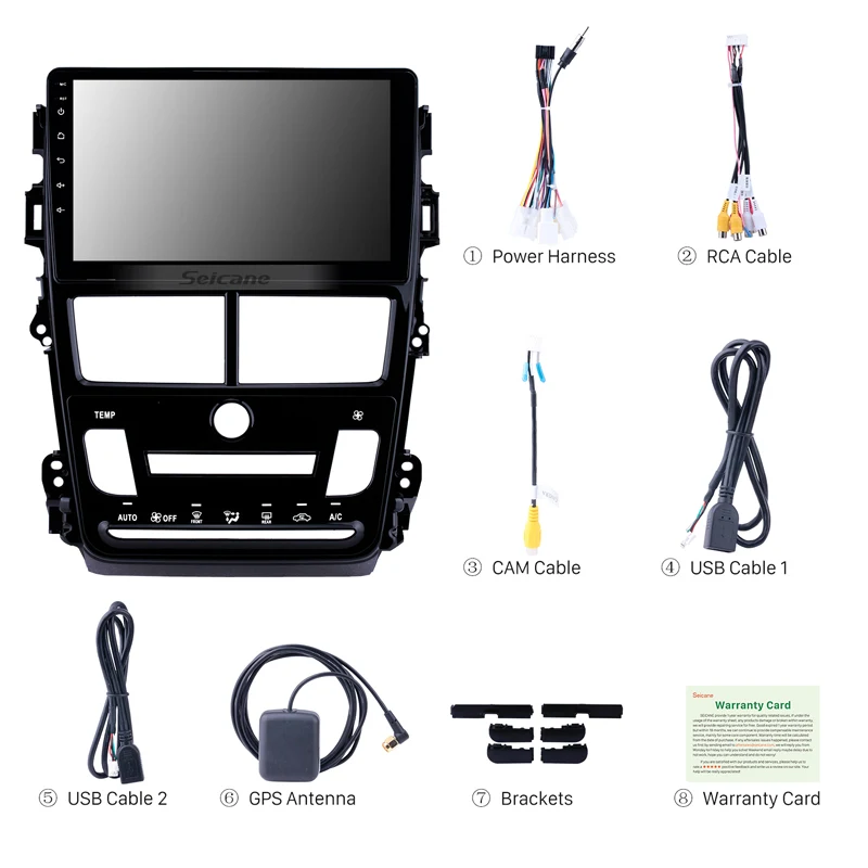 Cheap Seicane Stereo 9" HD Android 8.1 Auto Radio GPS 2Din Navi for Toyota Vios 2018 Auto Air Conditioner Touchscreen WIFI Bluetooth 3