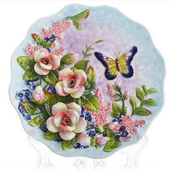 

Rose Butterfly Decorative Wall Dishes Porcelain Decorative Plates Vintage Home Decor Crafts Room Decoration Figurine